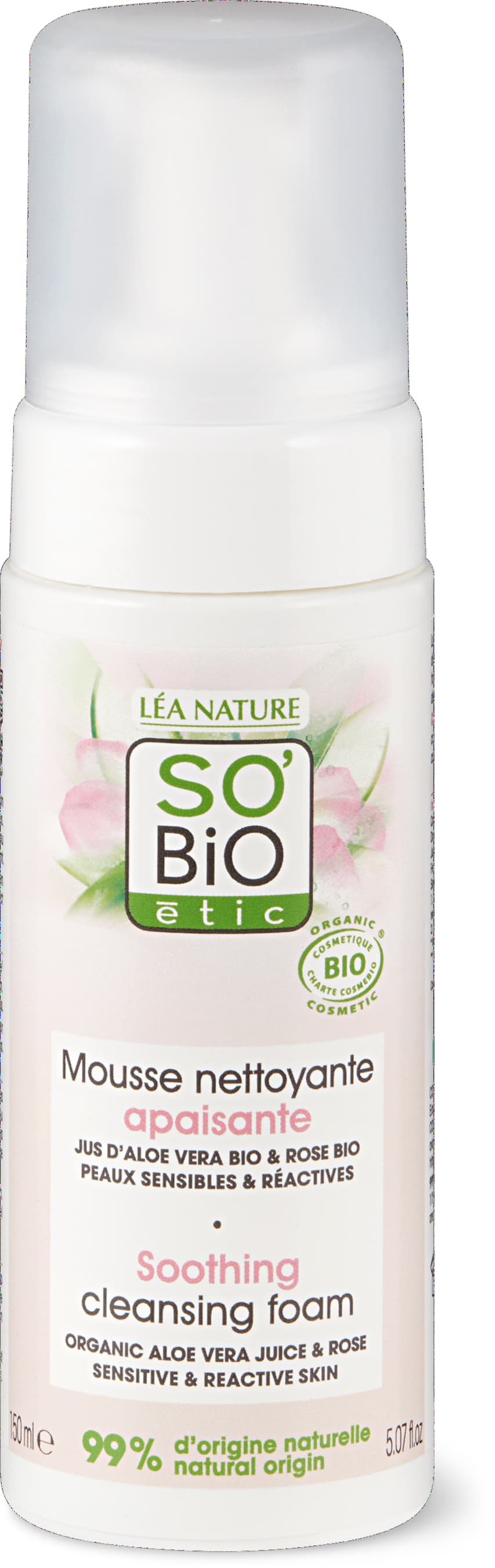 Schiuma detergente lenitiva Aloe Vera & Rose
